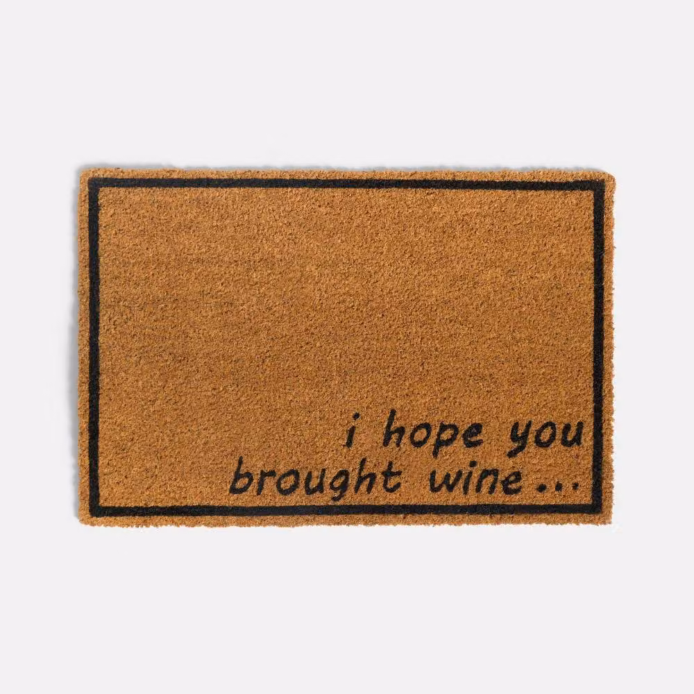 OHS Hope You Brought Wine Slogan Coir Doormat, Brown, W/D/H: 60 x 40 x 1 cm – 2
