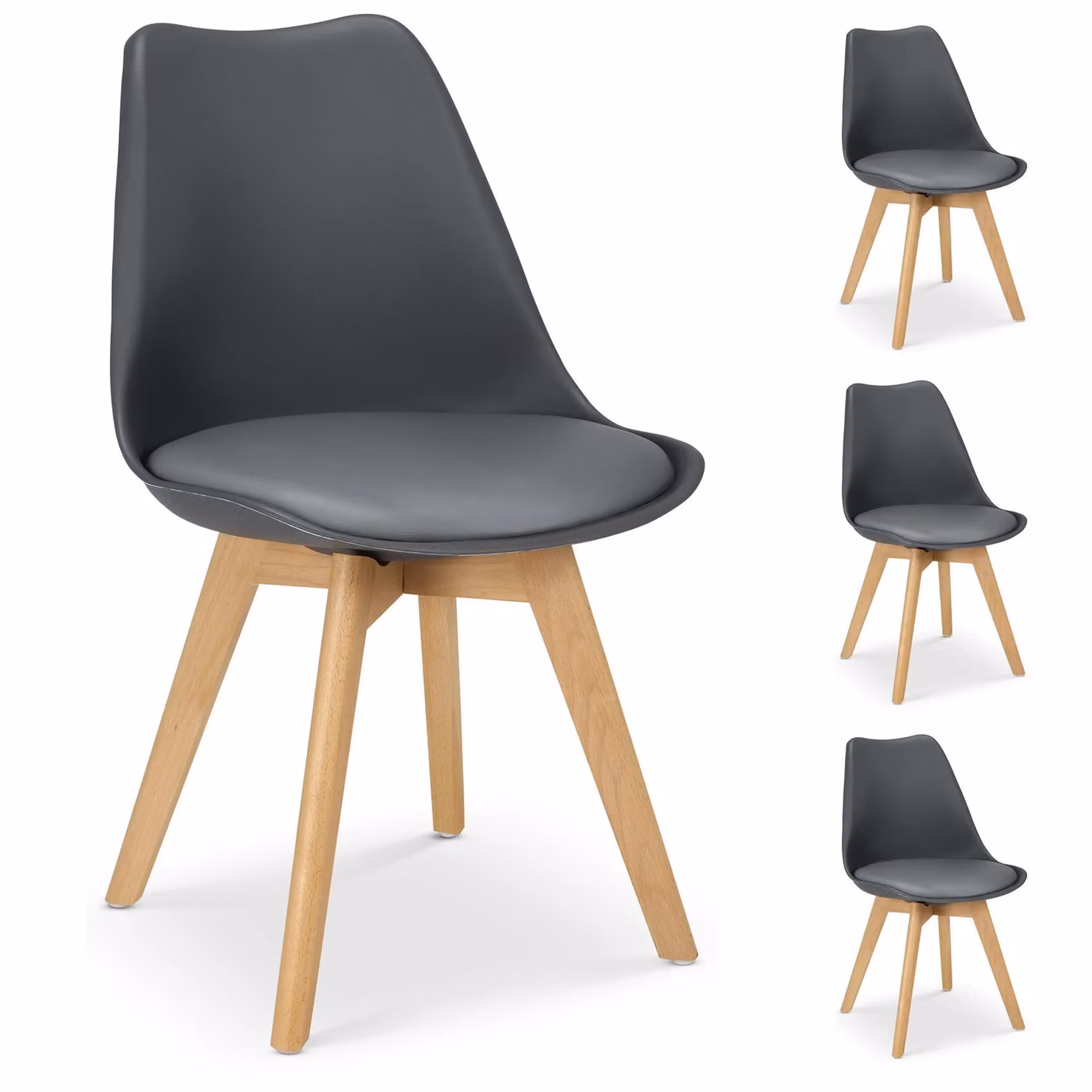 Bravich LTD Rocco Tulip Dining Chairs in Grey, 2 Pack – 3