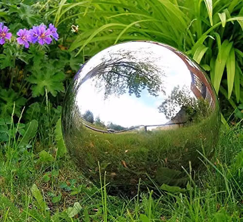 Primrose Polished Stainless Steel Silver Sphere Gazing Globe Outdoor Garden Decoration, Diameter: 10 cm – 1