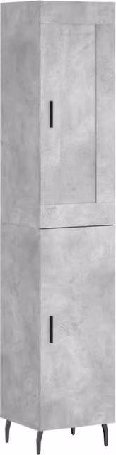 Berkfield Home Highboard in Concrete Grey, Industrial Style with Hinged Doors and Internal Shelves, W/D/H: 34.5 x 34 x 180 cm – 1