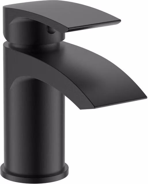 Nes Home Vago Modern Ceramic Cloakroom Basin with Matte Black Single Lever Mono Mixer Tap – 1