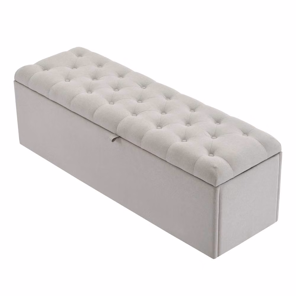 Merax Upholstered Fabric Storage Bench in Grey – 2