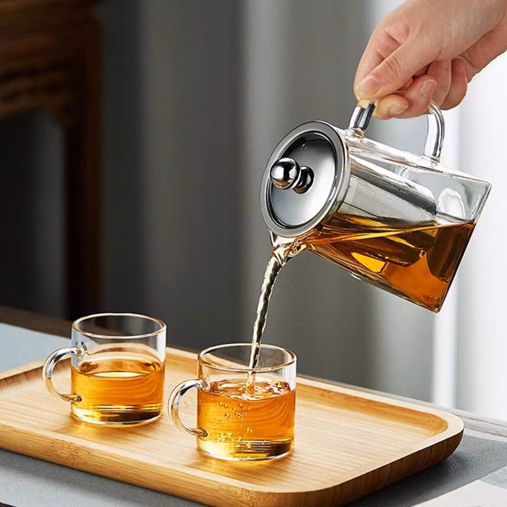 PAWNORA Heat Resistant Clear Glass Tea and Coffee Pot with Stainless Steel Infuser, 950 ml – 6