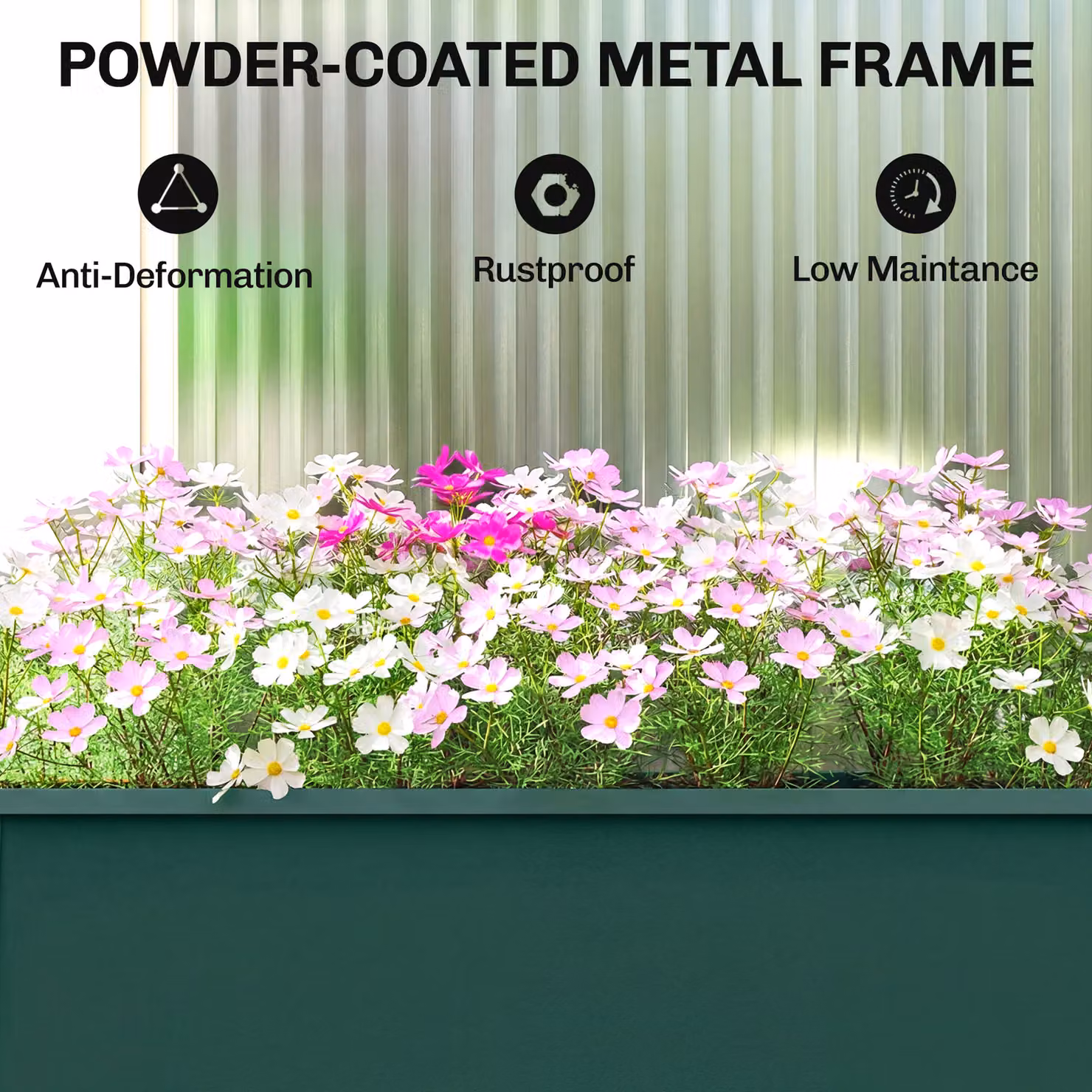 Outsunny Metal Raised Garden Bed on Legs with Drainage Hole and Foot Covers, Green – 5
