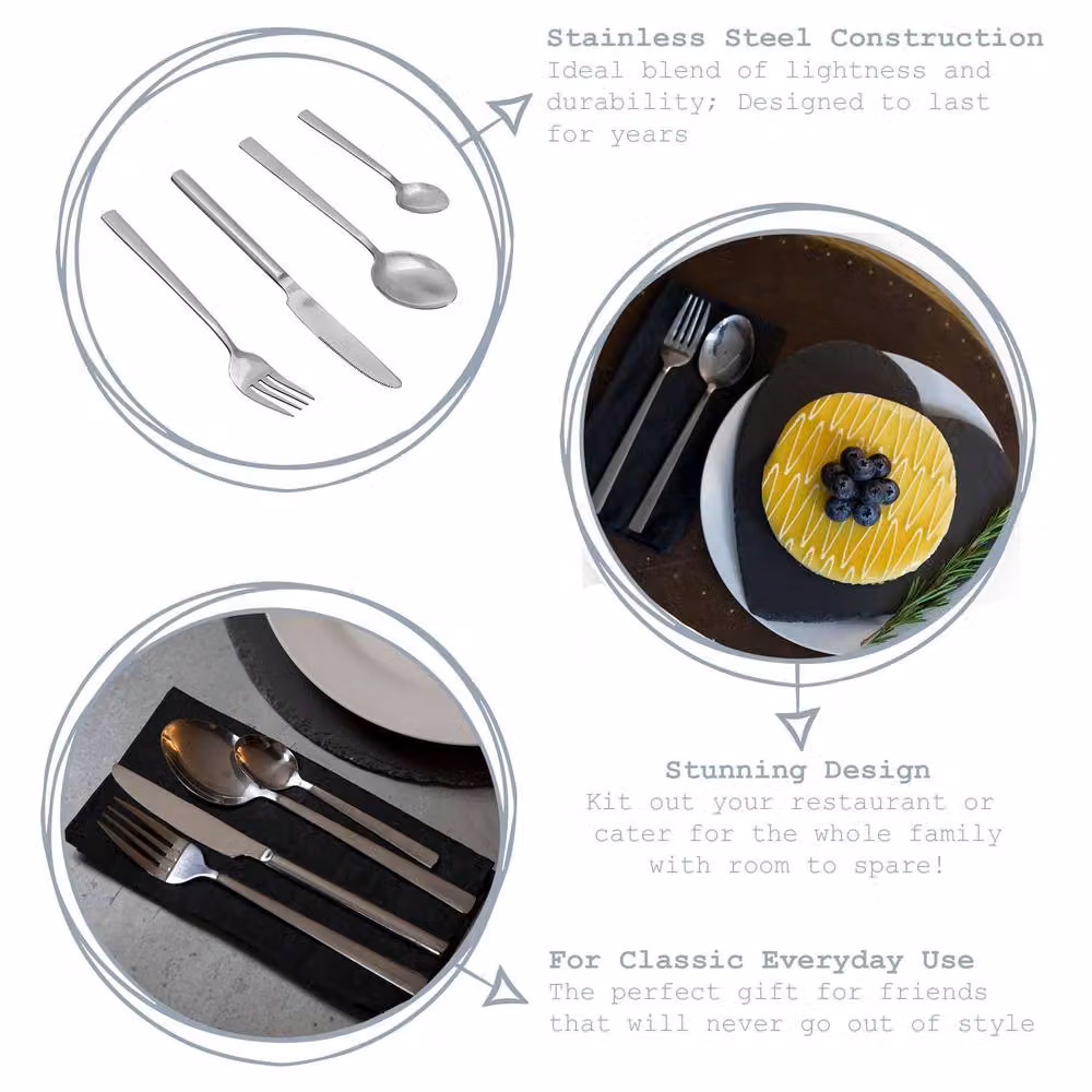 Argon Tableware Tondo 48 Piece Polished 18/0 Stainless Steel Cutlery Set in Silver – 2