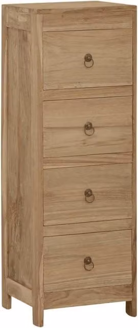 Berkfield Home Solid Teak Chest of Drawers in Brown, W/D/H: 30 x 30 x 90 cm – 1