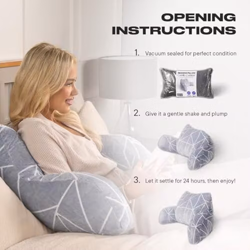 OHS Soft Fleece Back Support Wedge Cushion for Adults in Grey and White, W/H: 65 x 40 cm – 2
