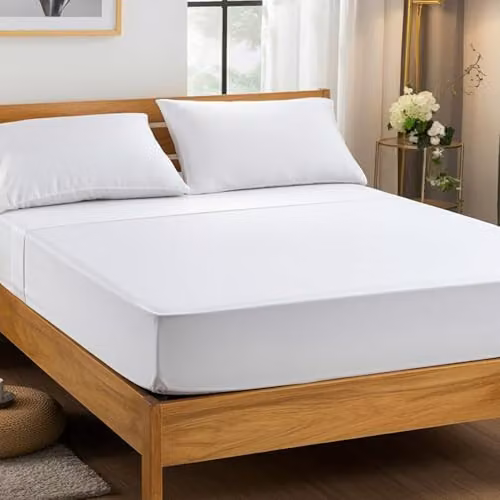 Home Sweet Home UK King Size White Microfibre Fitted Bed Sheet with 25cm Skirt – 3