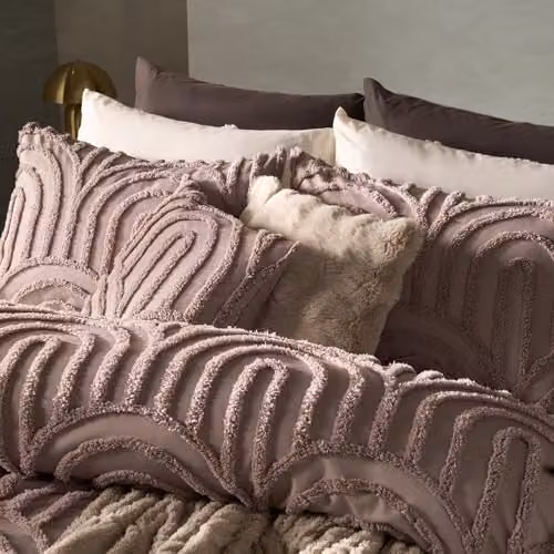 OHS Single Tufted Arches Duvet Cover and Pillowcase Set in Beige or Pink, W/D/H: 135 x 200 cm and 50 x 75 cm – 2