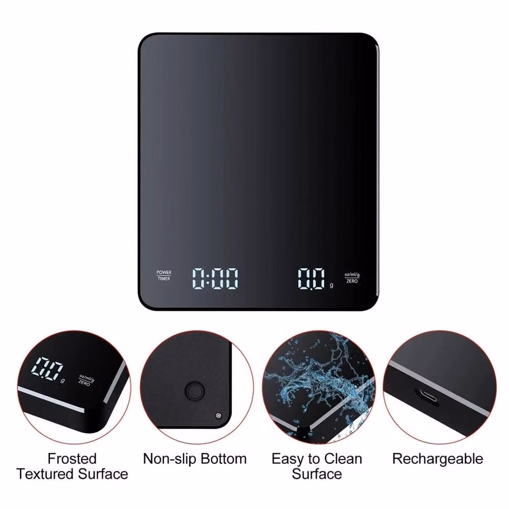 FLAVORA Digital Electronic Coffee Scale with Timer and Digital Display in Black – 3