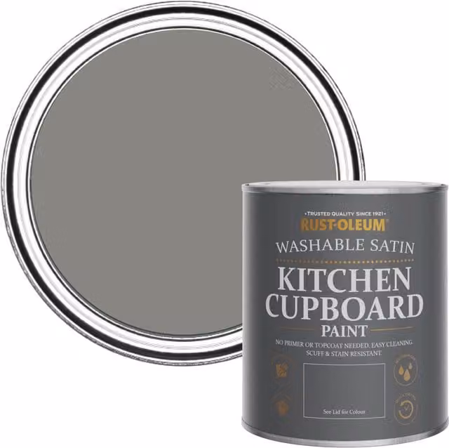 Rust-Oleum Grey Kitchen Cupboard Paint in Satin Finish, 0.75 l