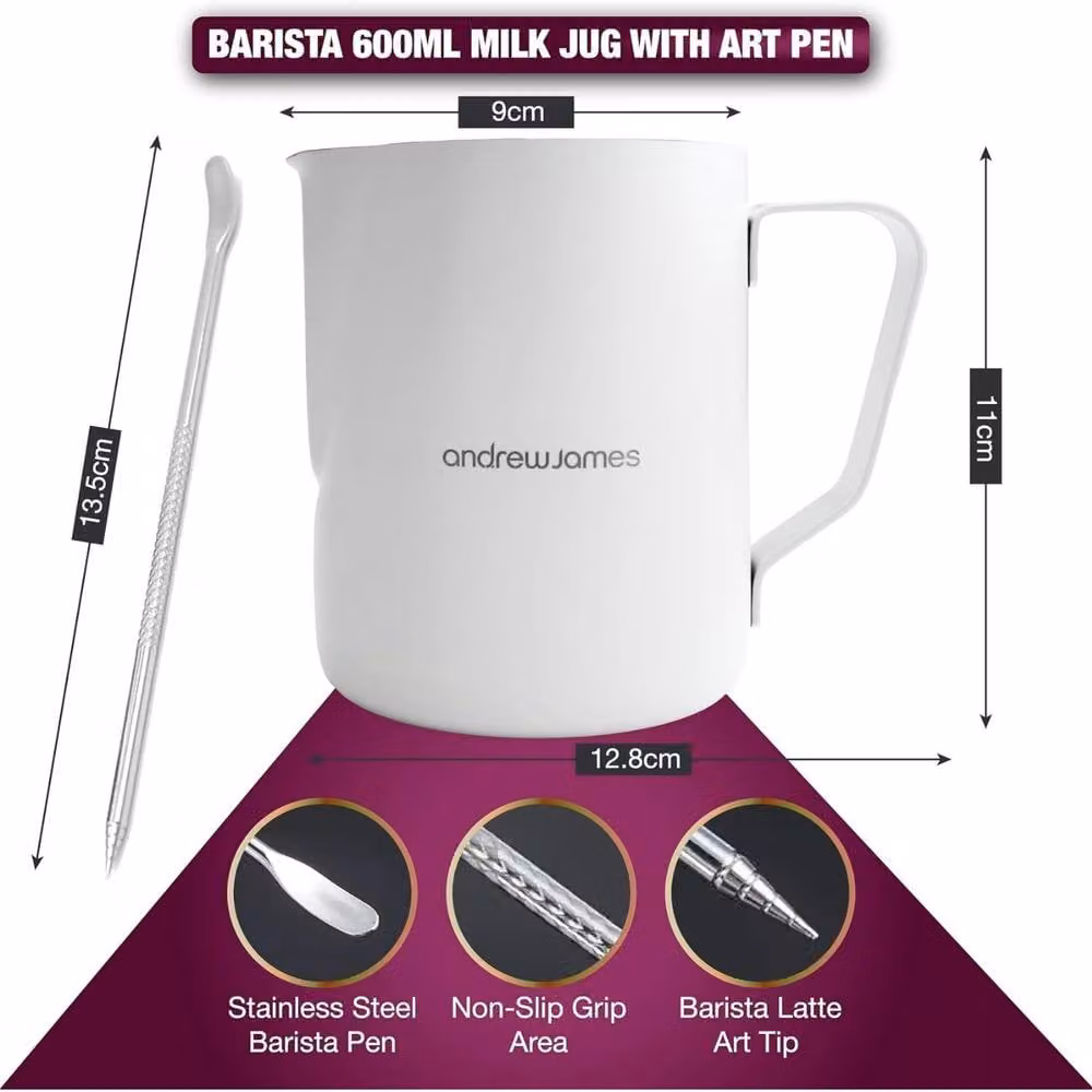 Andrew James White Ceramic Milk Jug, 600ml – 3