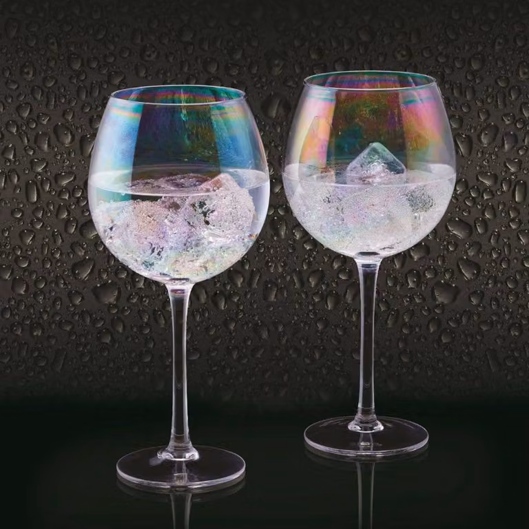 Mikasa Set of 4 Iridescent Blue Cocktail Gin Glasses, 500 ml per glass