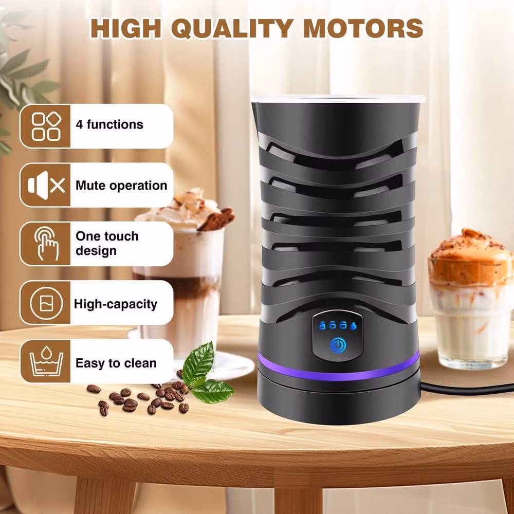 NESTLUNE 4 in 1 Electric Hot Chocolate Maker and Coffee Milk Steamer in Black – 4
