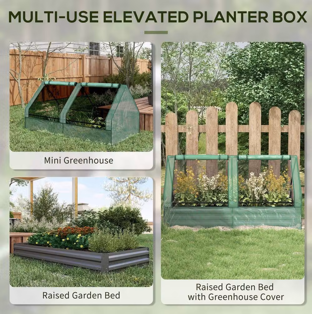STILVORA Raised Garden Bed with Cover in Green, W/D/H: 185 x 95 x 95 cm – 3