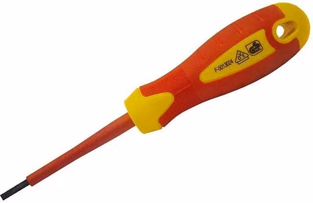 Faithfull VDE Soft Grip Parallel Slotted Tip Screwdriver, Red