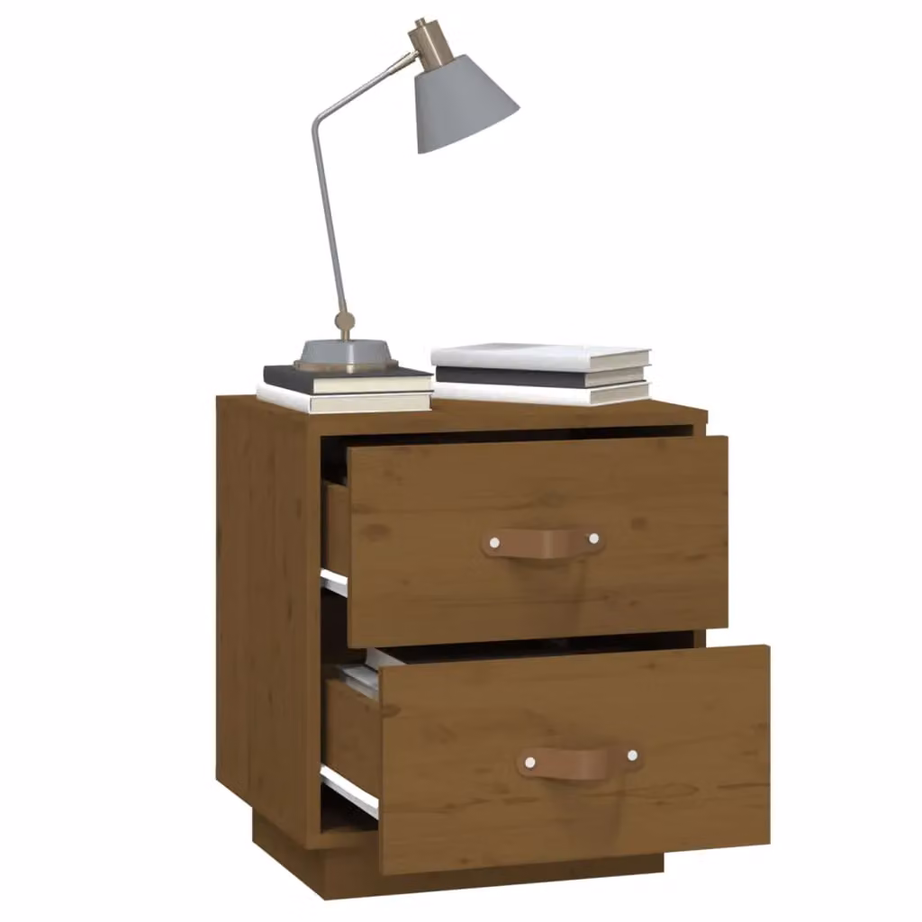 Berkfield Home Rustic Honey Brown Solid Wood Pine Bedside Cabinet W/D/H: 40 x 34 x 45 cm – 3