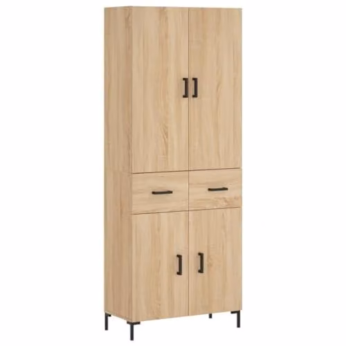 vidaXL Modern Sonoma Oak Highboard Sideboard with Drawers and Doors, Brown – 1