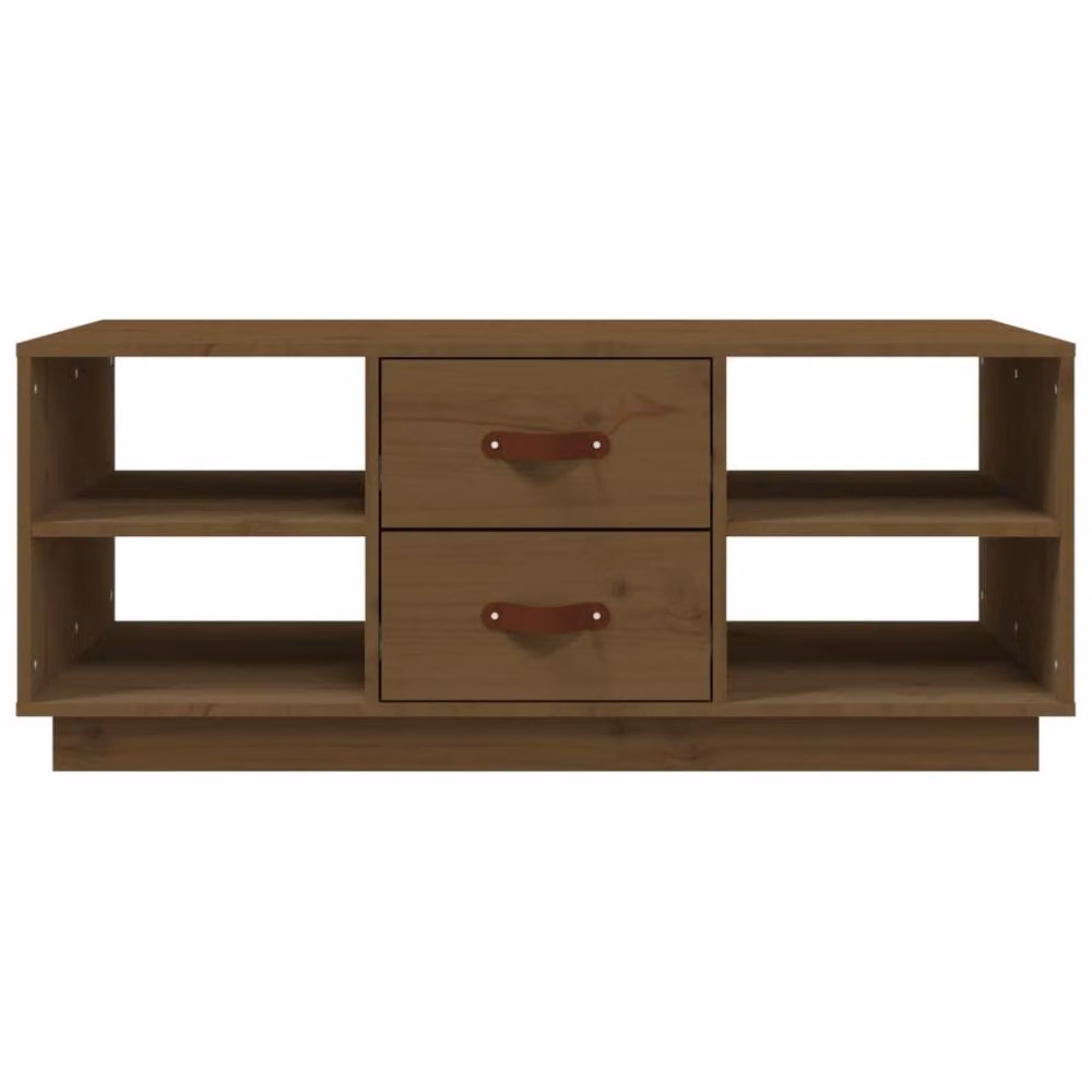 Berkfield Home Honey Brown Rustic Solid Wood Pine Coffee Table W: 100 cm, D: 50 cm, H: 41 cm – 4