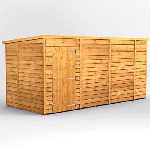 Powersheds Premium Pent Overlap Wooden Shed in Brown, Windowless, with 10 mm Extra Thick Timber