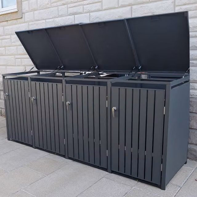 Garden Furniture Centre Anthracite Grey Galvanised Steel Quad Wheelie Bin Storage Cover – 1