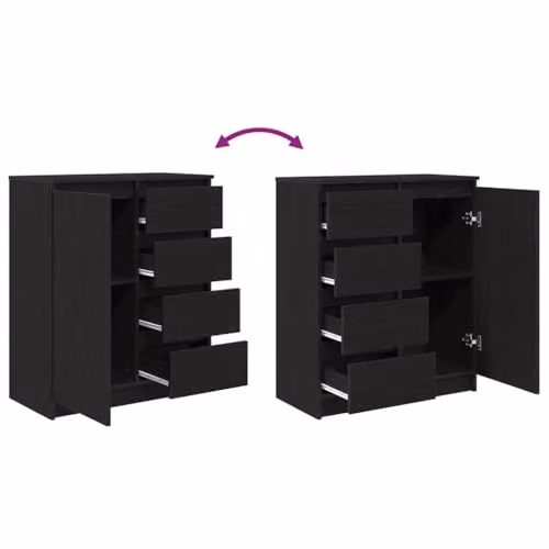 vidaXL Modern Sideboard with Drawers in Black, W/D/H: 71 x 35 x 84 cm – 4