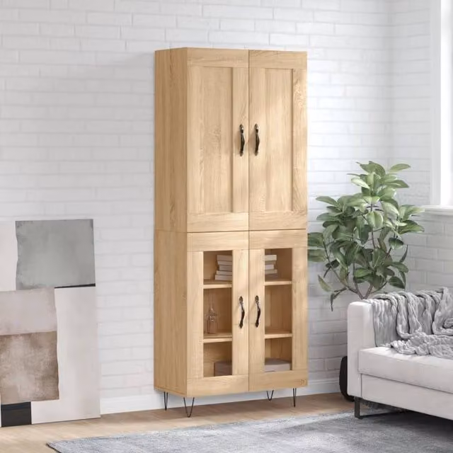 Berkfield Home Sonoma Oak Highboard in Brown, H 180 x W 69.5 x D 34 cm – 1