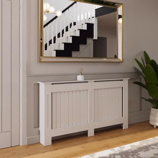 FWStyle White Vertical Slat MDF Radiator Cover