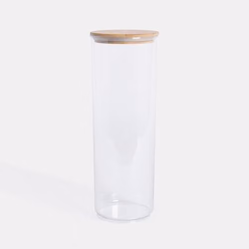 OHS Airtight Round Food Storage Container with Bamboo Lid, Transparent Plastic and Silicone, BPA Free and Stackable – 2