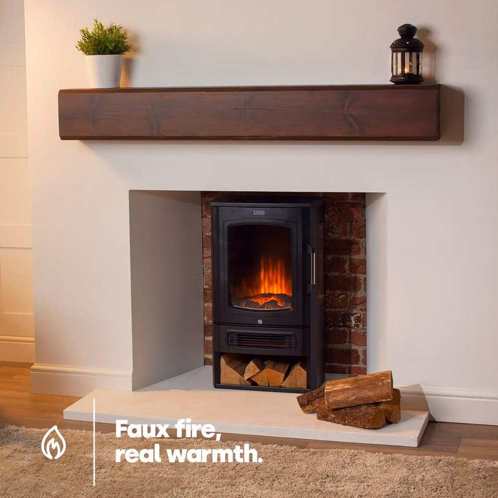 LIVIVO Islington Electric Log Burner in Black – 2