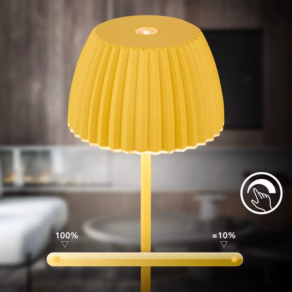 Briloner Riffle Mini Rechargeable LED Table Lamp, Yellow, W/D/H: 8.5 x 8.5 x 20 cm – 2