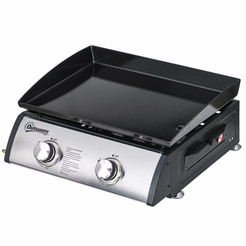 Rolipo 2 Burner Tabletop Gas Plancha Grill, 5kW, Black – 1