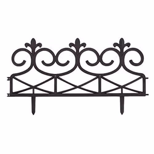 Marco Paul 4-Piece Black Plastic Decorative Scroll Garden Edging Fence Panels – 2