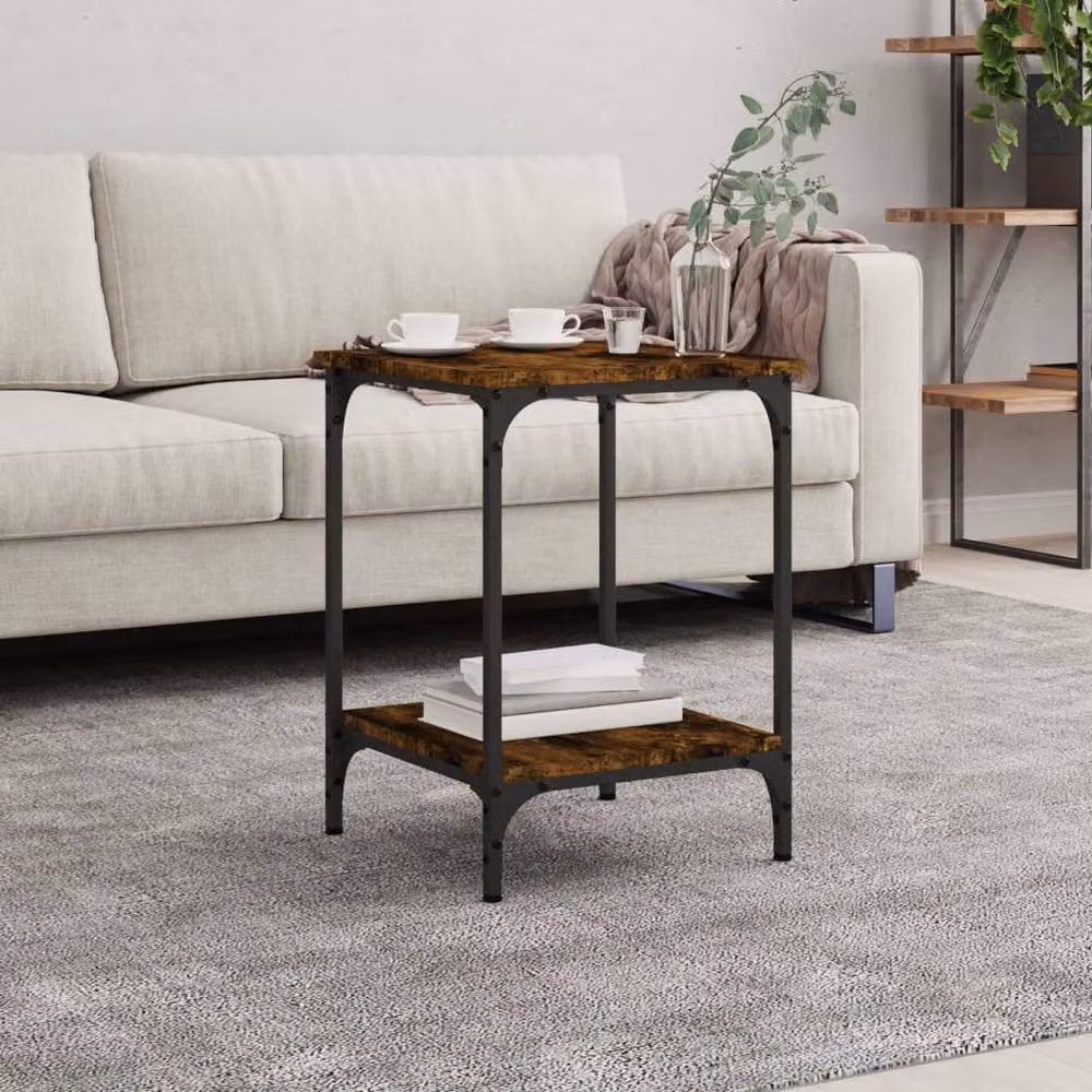 Berkfield Home Smoked Oak Coffee Table in Brown, W/D/H: 40 x 40 x 55 cm – 2
