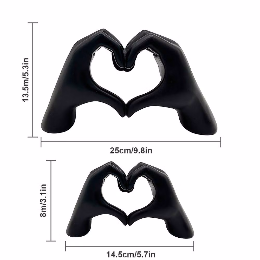 Huhote Modern Heart Hands Sculpture Set of 2 Black Plastic Tabletop Decor – 6