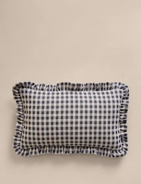 M&S Blue Mix Chenille Woven Rectangular Bolster Cushion