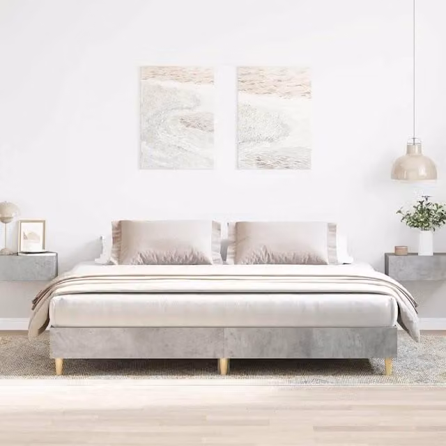 Berkfield Home Bed Frame in Concrete Grey, Engineered Wood, W/D/H: 160 x 200 cm