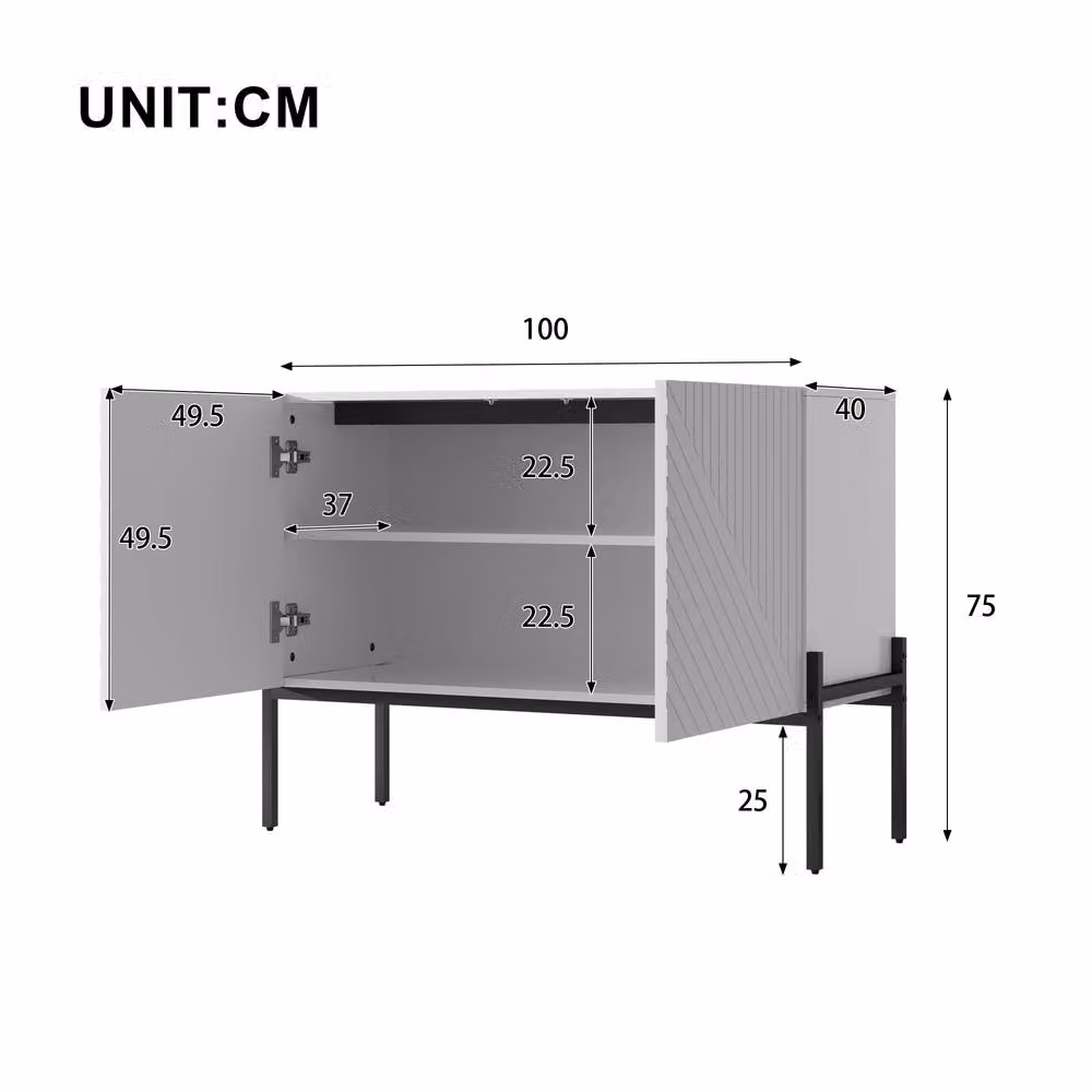 Merax White 2 Door Modern Sideboard with Metal Legs – 2