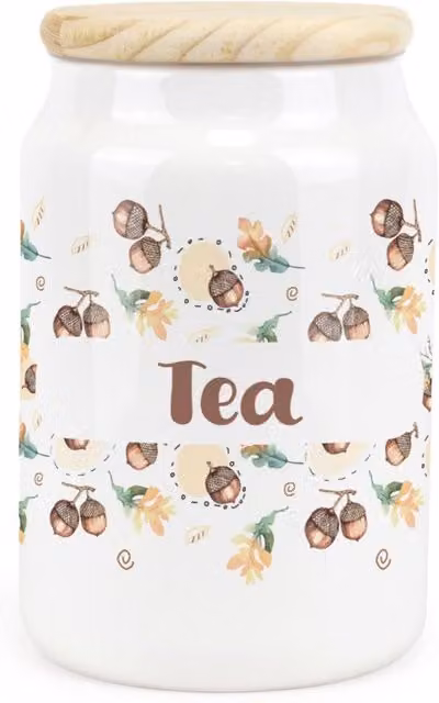 Purely Home Ceramic Tea Storage Canister in Brown and White