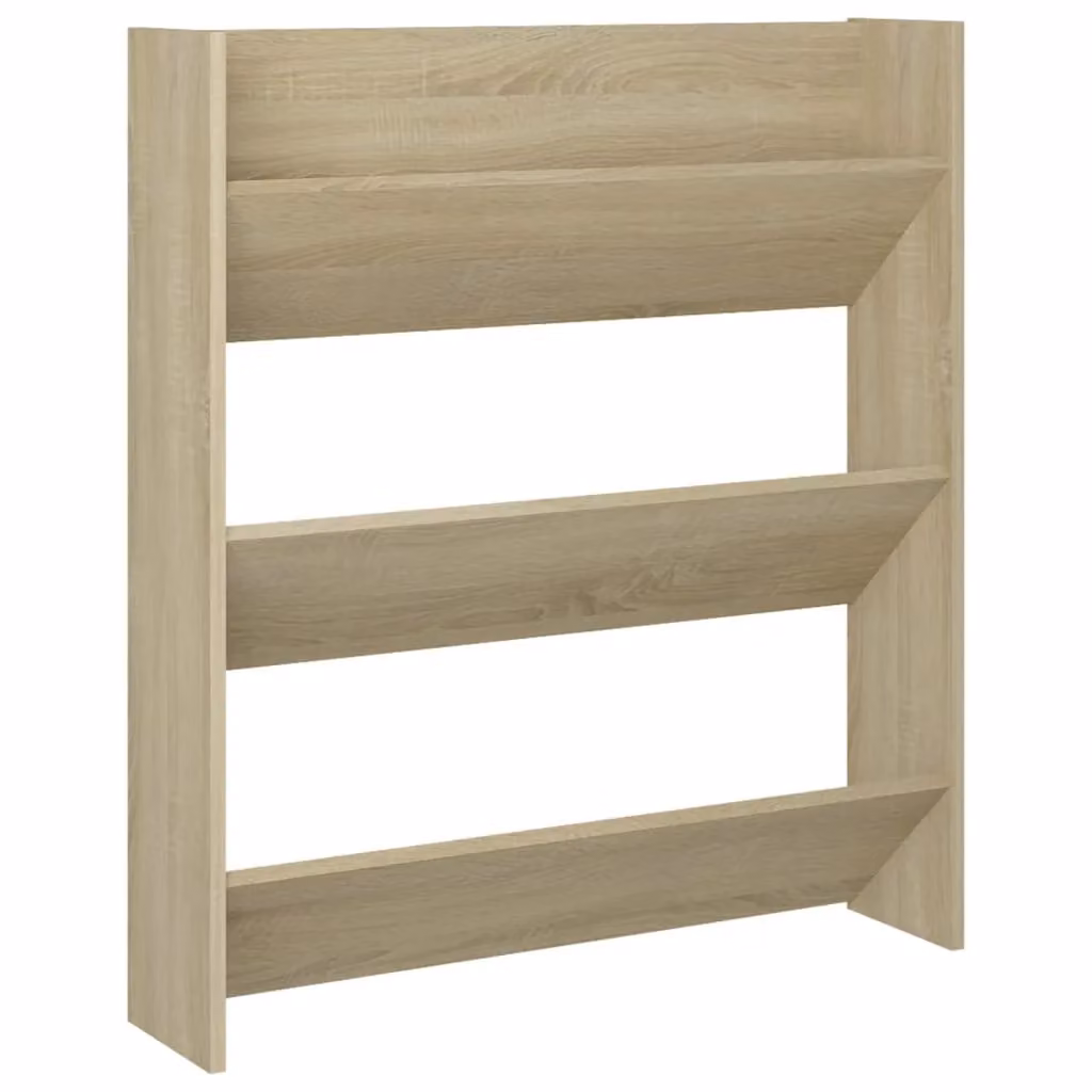 Berkfield Home Wall Mounted Shoe Cabinet in Sonoma Oak Brown, W/D/H: 80 x 18 x 90 cm – 2