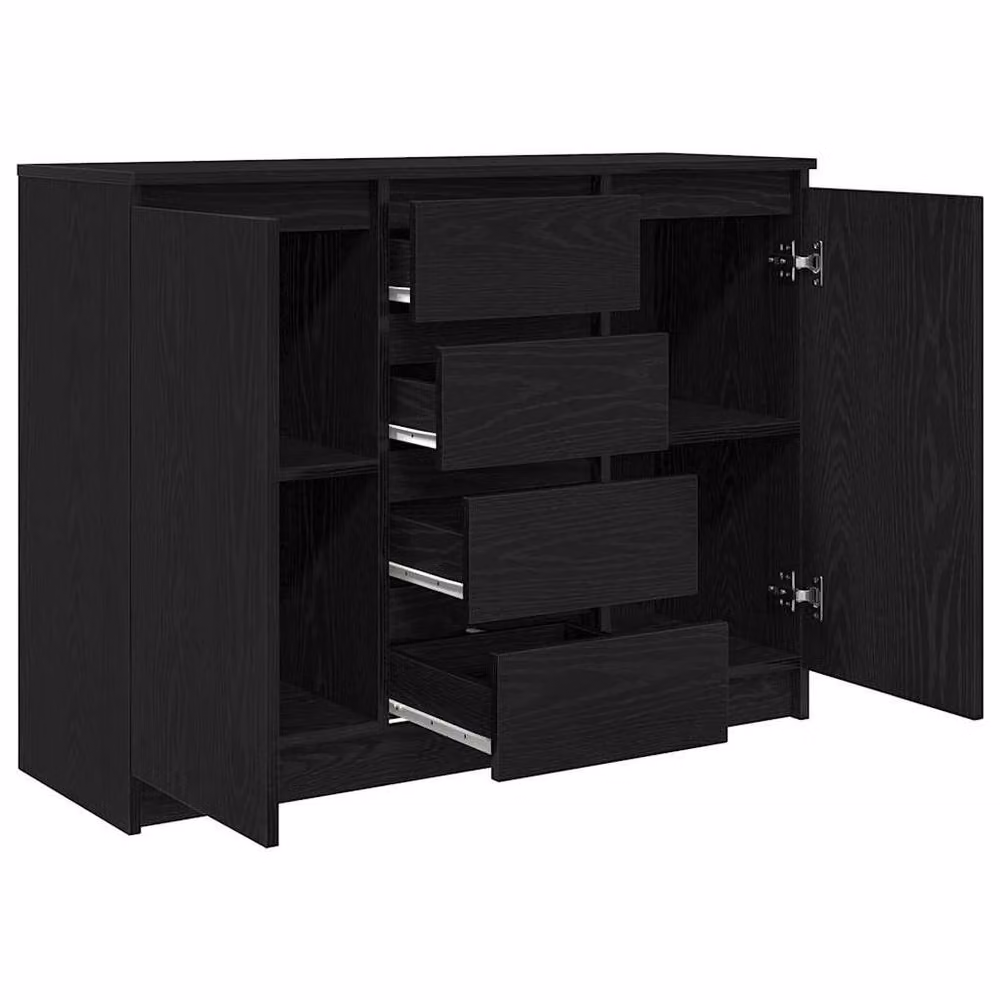 Berkfield Home Modern Sideboard with Drawers in Black Oak, W/D/H: 100.5 x 35 x 76 cm – 4