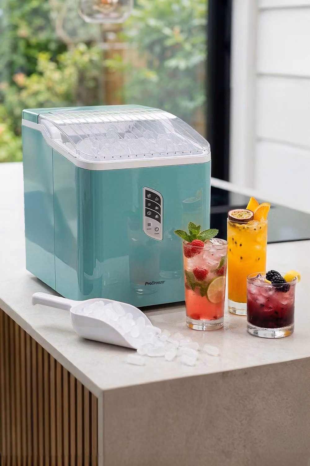 Pro Breeze Countertop Ice Cube Maker in Turquoise with 2L Capacity and 15kg Daily Output – 2