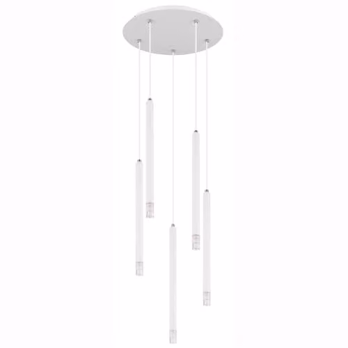 Globo Lighting White Minimalist Pendant Lamp for Dining or Living Rooms, 5 Bulbs, H: 120 cm
