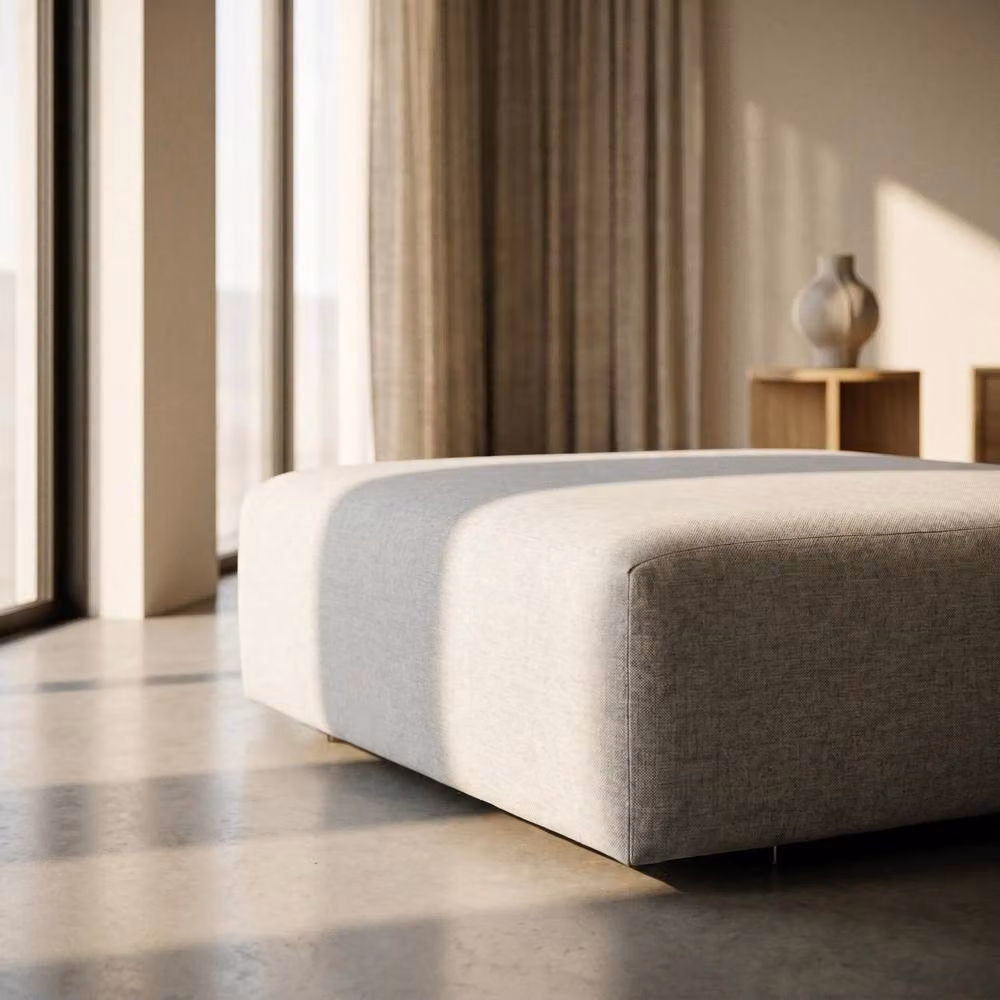 Abakus Direct Tokyo Cube Footstool in Grey Fabric – 3