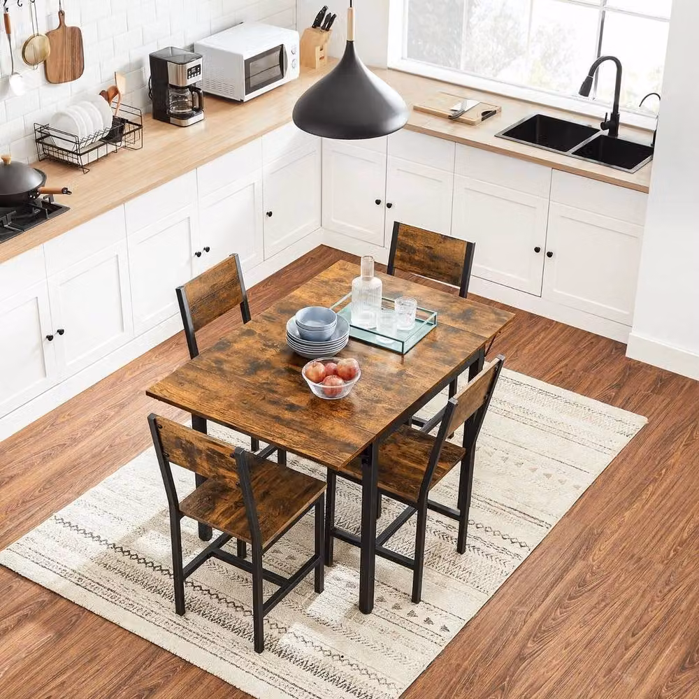 KORVIXA Brown Drop Leaf Extendable Folding Dining Table, W/D/H: 100 x 100 x 42 cm – 3