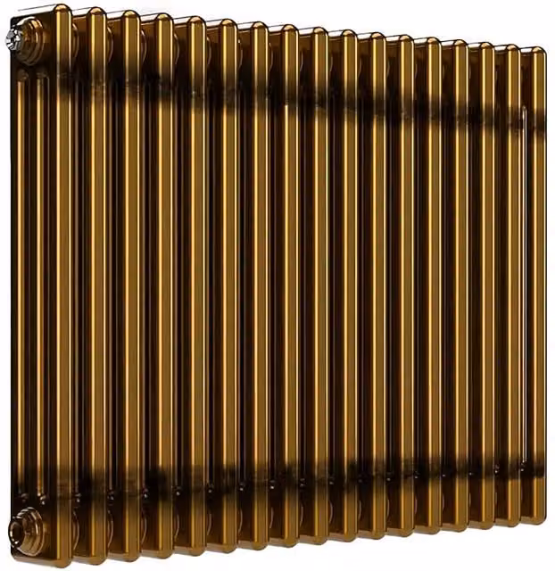 Lux Heat Horizontal Column Radiator in Gold and Brown Brass Lacquer, W: 60.0 cm, H: 78.5 cm