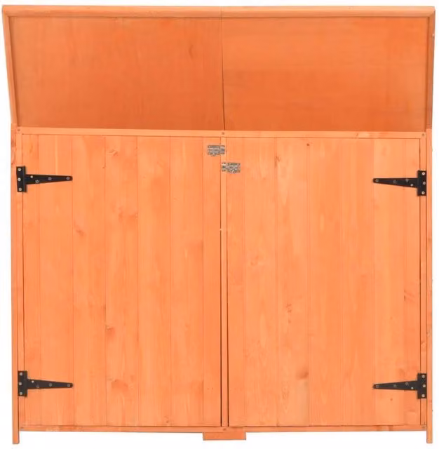Berkfield Home Wooden Garden Bin Store Low Cabinet with Double Doors and Internal Shelving, Brown, W: 120 cm, D: 50 cm, H: 91 cm