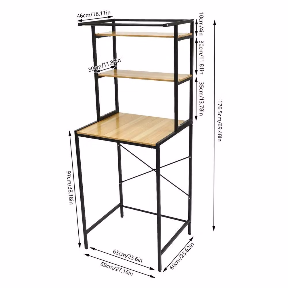 VOGREX 3 Tier Freestanding Washing Machine and Dryer Storage Rack Organizer in Black and Multicolour – 2