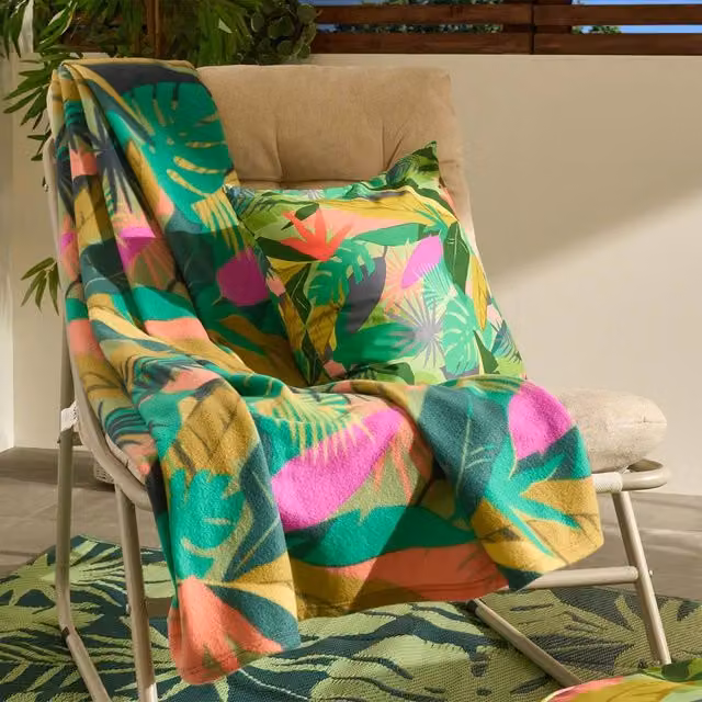 OHS Tropical Floral Polar Fleece Throw Blanket, Green and Multicolour, W/D/H: 120 x 150 cm – 2