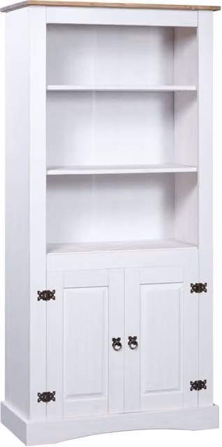 Berkfield Home Corona Range Mexican Pine Cupboard in White, W/D/H: 80 x 40 x 170 cm